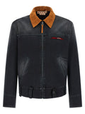 Marni Canvas with Suede Collar Jacket — Charcoal