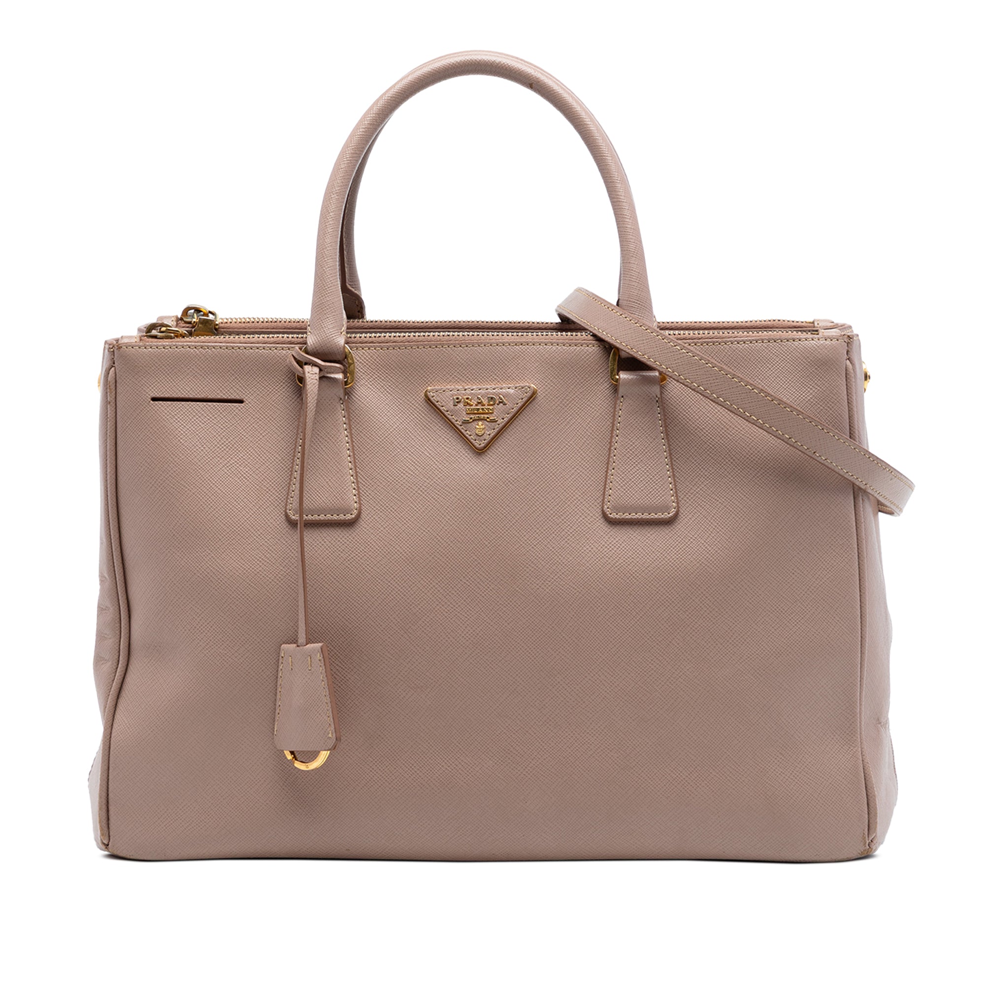 Medium Saffiano Lux Galleria Double Zip Tote