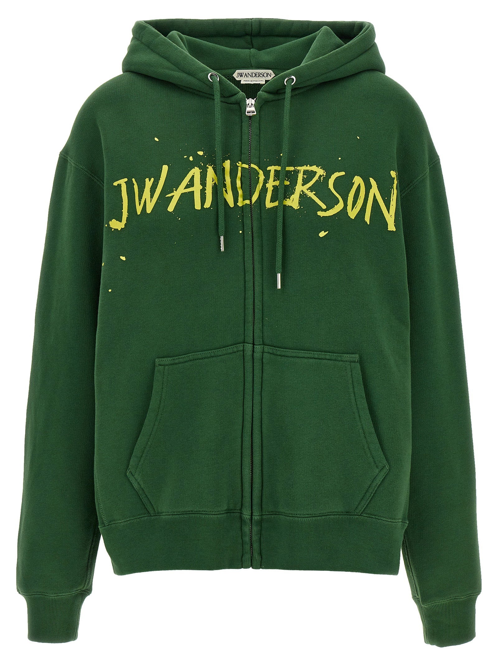 J.w.anderson Logo-Printed Brushed Cotton Hoodie — Green