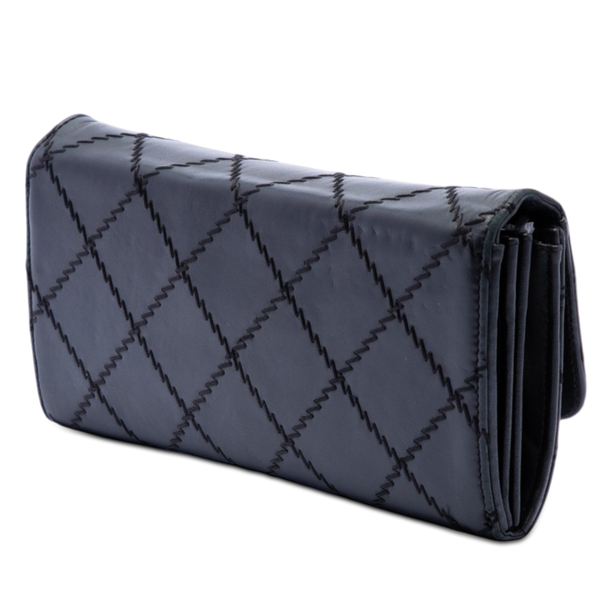 CC Quilted Calfskin Ultra Stitch Wallet On Chain