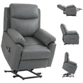 Power Lift Recliner Chair, Overstuffed Faux Leather Reclining Armchair, Charcoal Grey