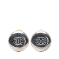 CC Silver Plated Round Clip on Earrings