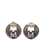 CC Silver Plated Round Clip on Earrings