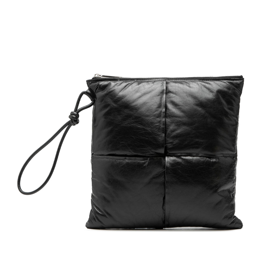 Leather Intrecciato Padded Square Pouch