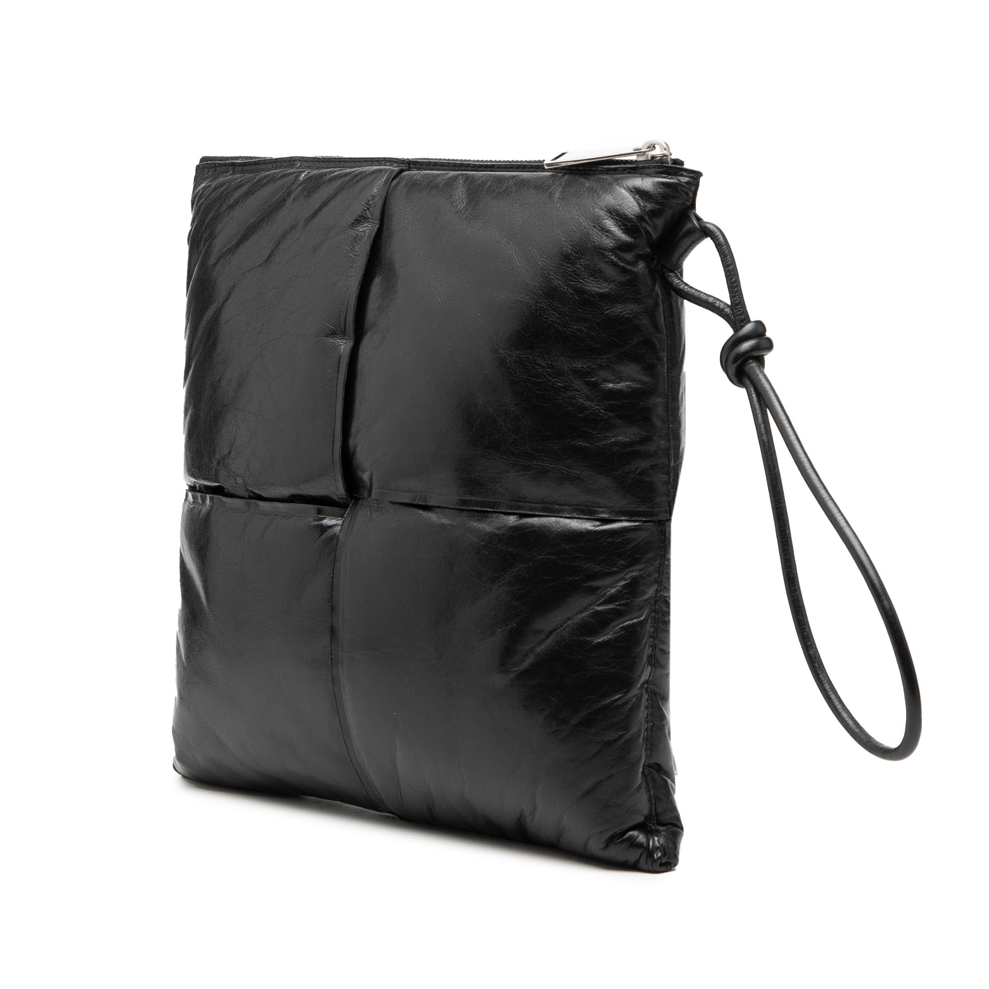 Leather Intrecciato Padded Square Pouch