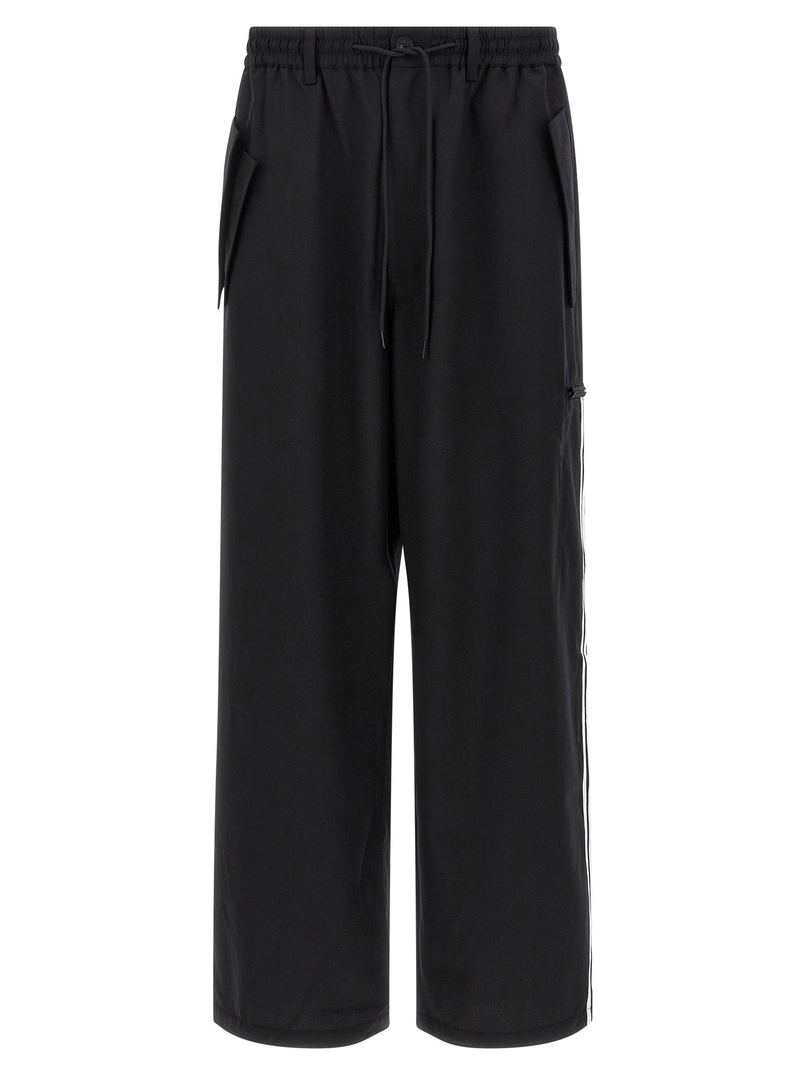 Y-3 Wool-Blend Straight-Leg Trousers — Black