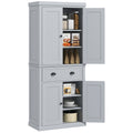 72" Kitchen Pantry Storage Cabinet with 4 Doors & 3 Adjustable Shelves, Gray