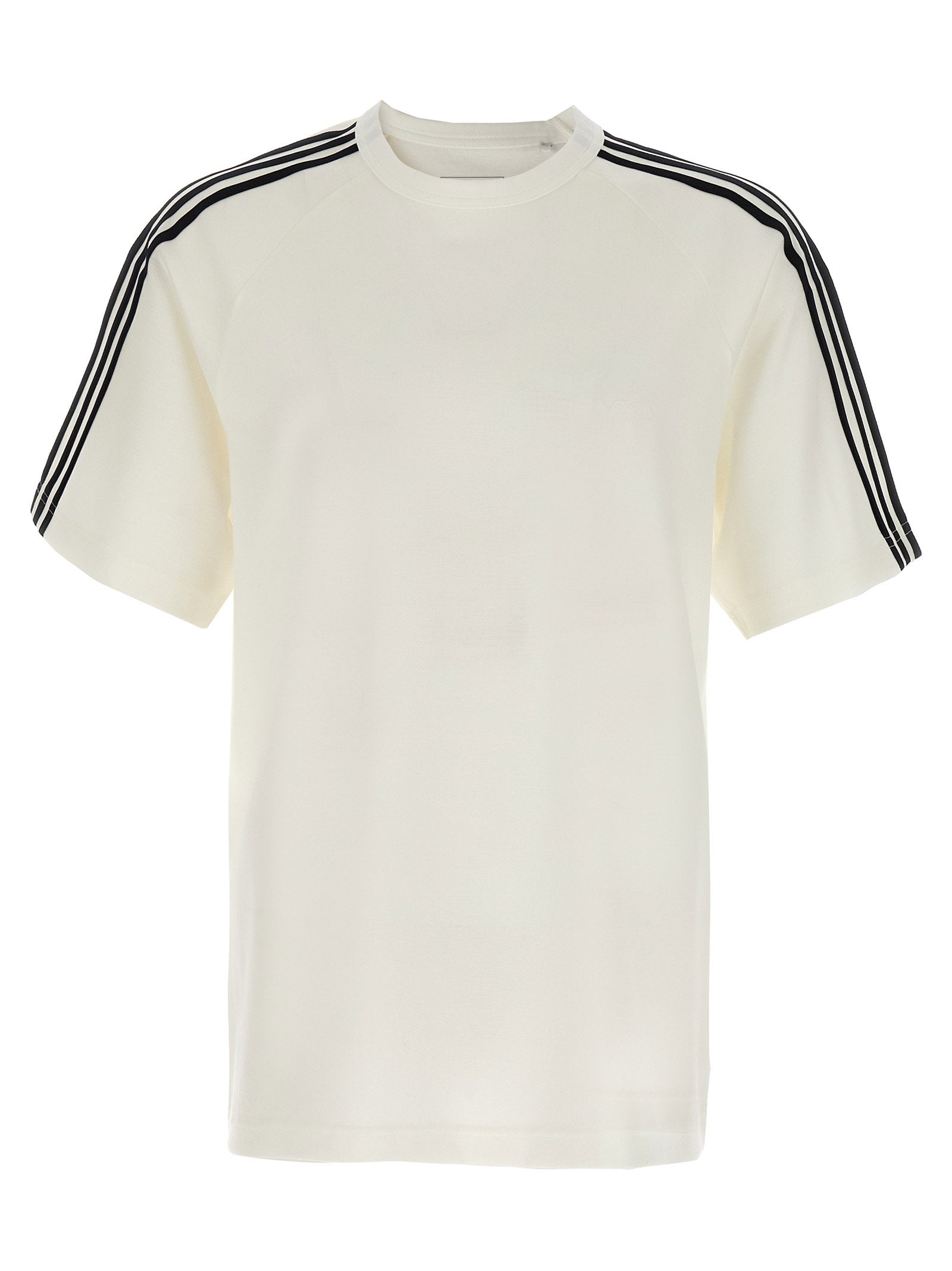 Y-3 3-Stripe Lyocell-Wool Blend T-Shirt — Cream