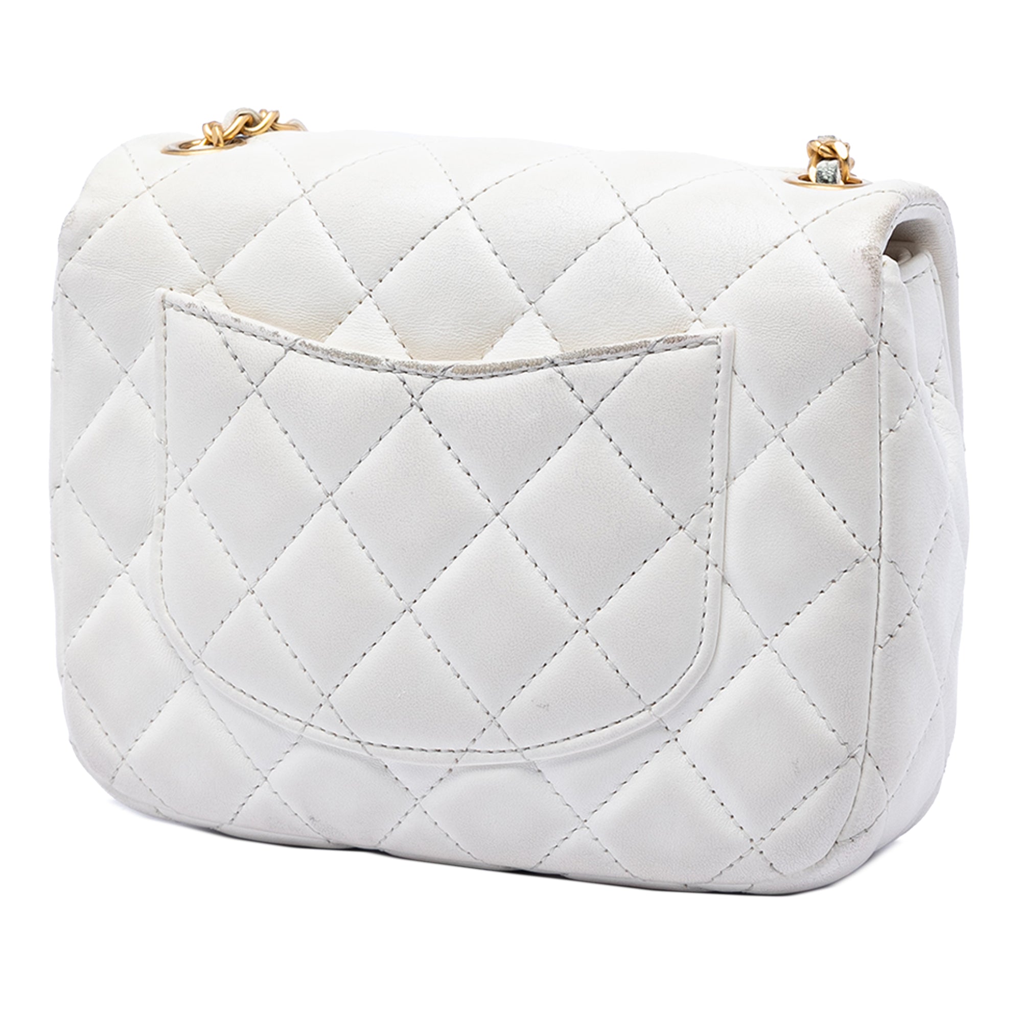 Mini Square Classic Lambskin Enamel Coco Hearts Single Flap