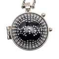 CC Silver Plated Lambskin Woven Resin Crystal Mirror Ball Pendant Necklace