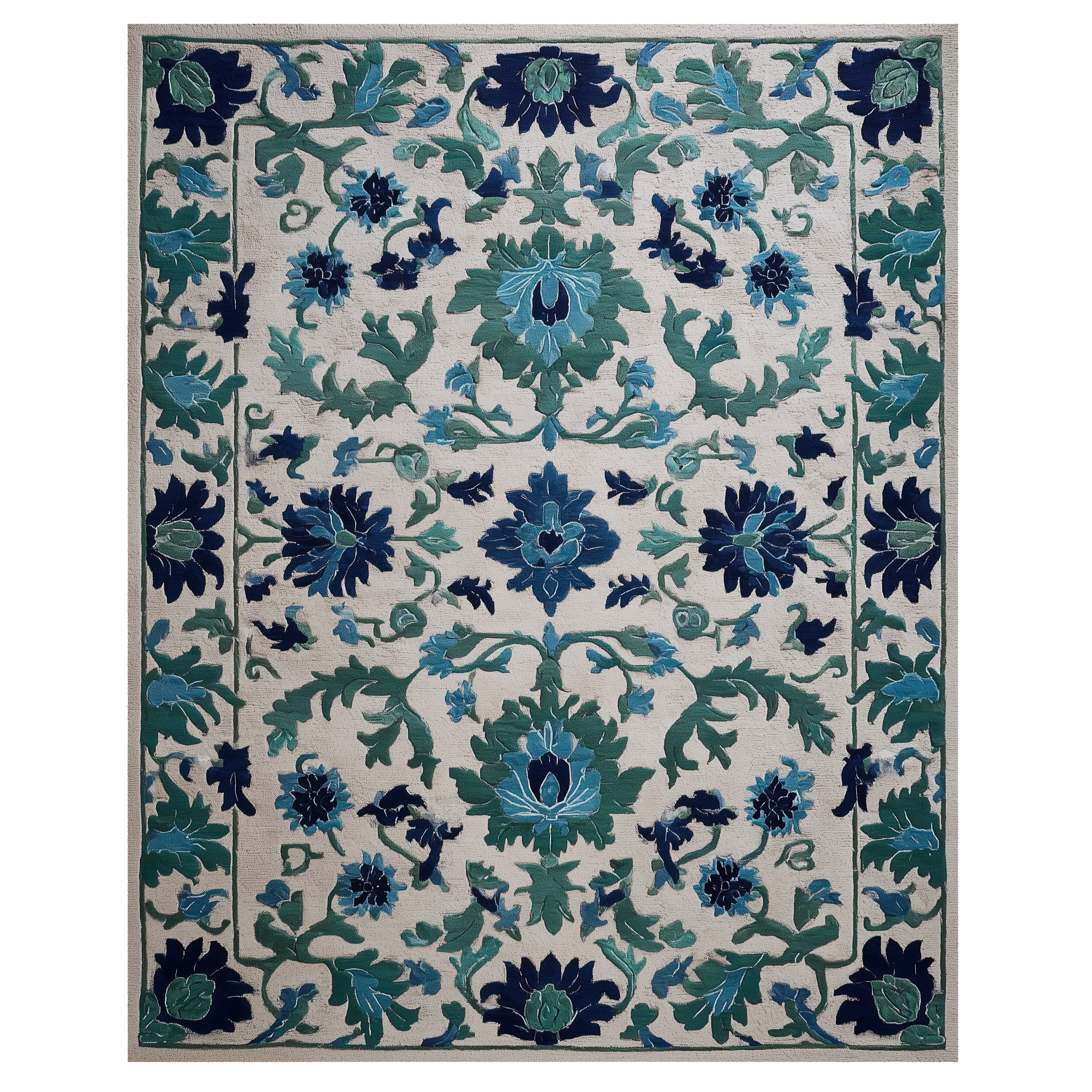 Jade Botanical Bloom Hand Tufted Rug