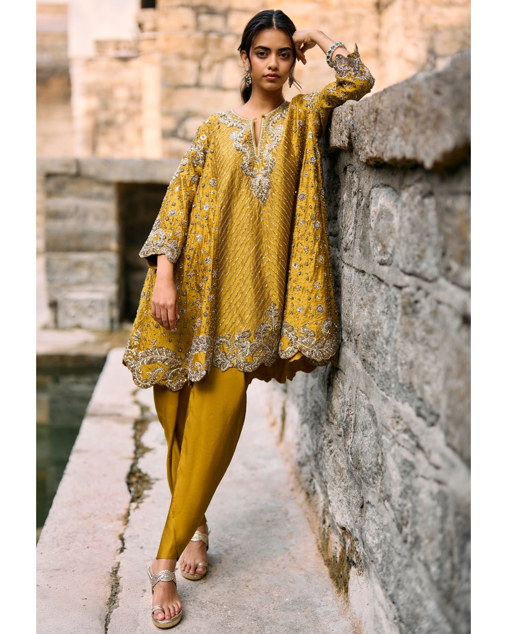 Mustard Nebula Kurta Set By KYNAH, Luxury Indian Fashion & Bridal Wear