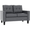 51" PU Leather Loveseat with Tufted Backrest and Sponge Padded Cushion, Grey