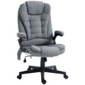 6 Points Heated Massage Office Chair, Linen High Back Executive Office Chair, Gray