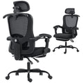 Ergonomic Mesh Office Chair with Footrest & Adjustable Support, Black