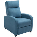 Push Back Recliner Chair, Corduroy Fabric Home Theater Seating, Single Reclining Sofa Chair, Blue