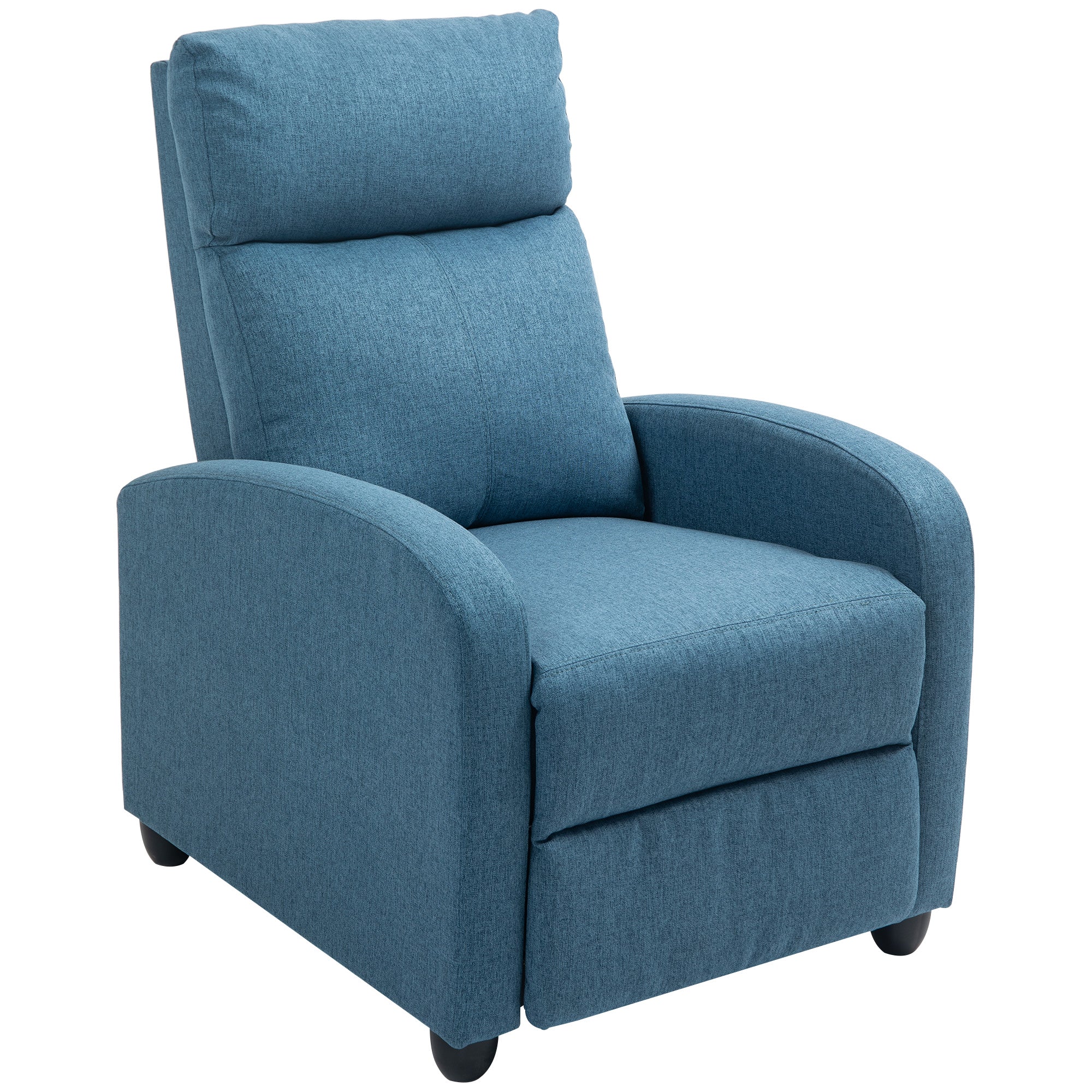 Push Back Recliner Chair, Corduroy Fabric Home Theater Seating, Single Reclining Sofa Chair, Blue