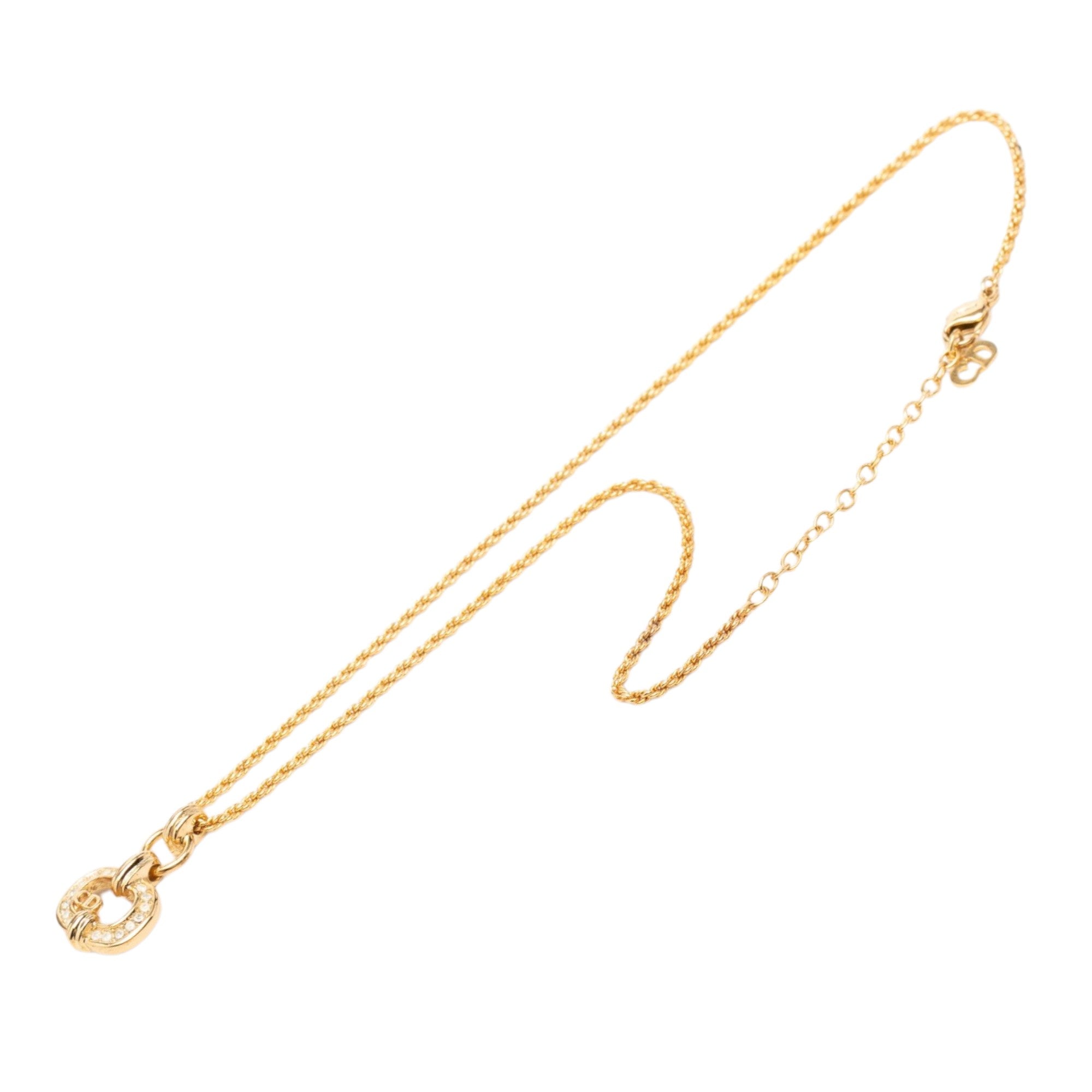 Gold Plated Strass CD Logo Pendant Necklace