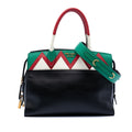 Medium Saffiano Trimmed City Calf Greca Esplanade Satchel
