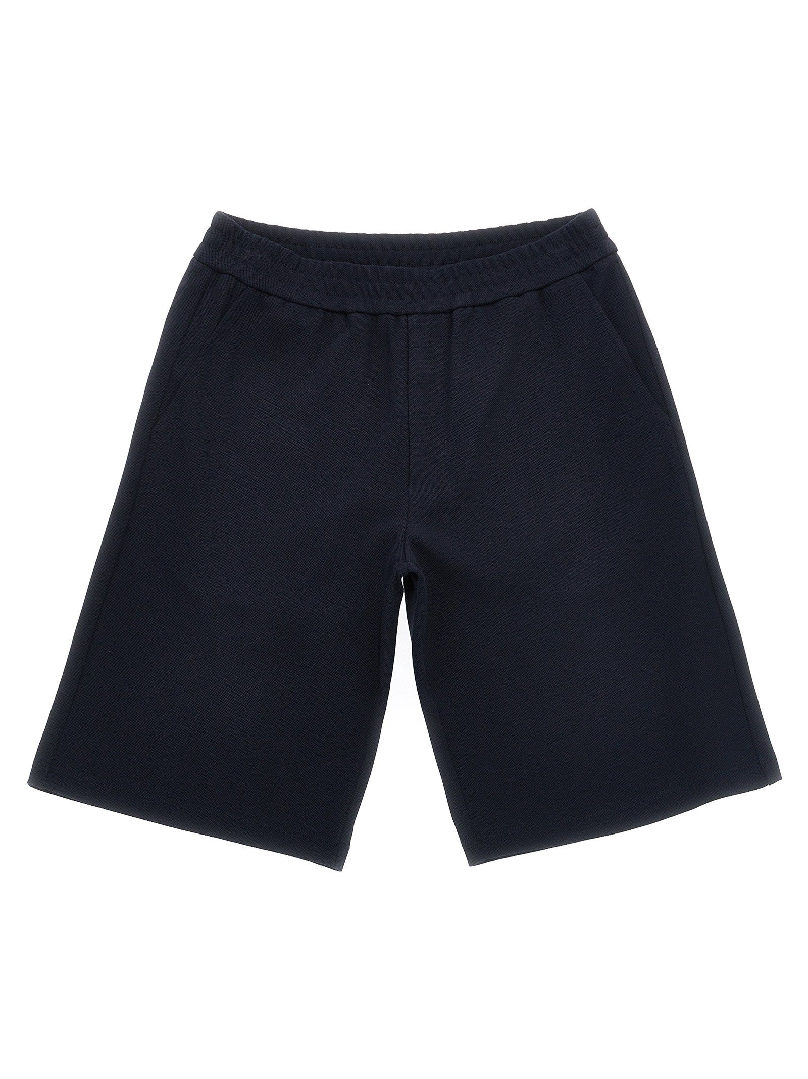 Moncler Enfant Tricolor Piqué Cotton Bermuda Shorts — Navy