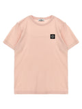 Stone Island Junior Logo-Badge Cotton T-Shirt — Pink