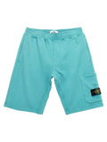 Stone Island Junior Organic Cotton Cargo Bermuda Shorts — Turquoise