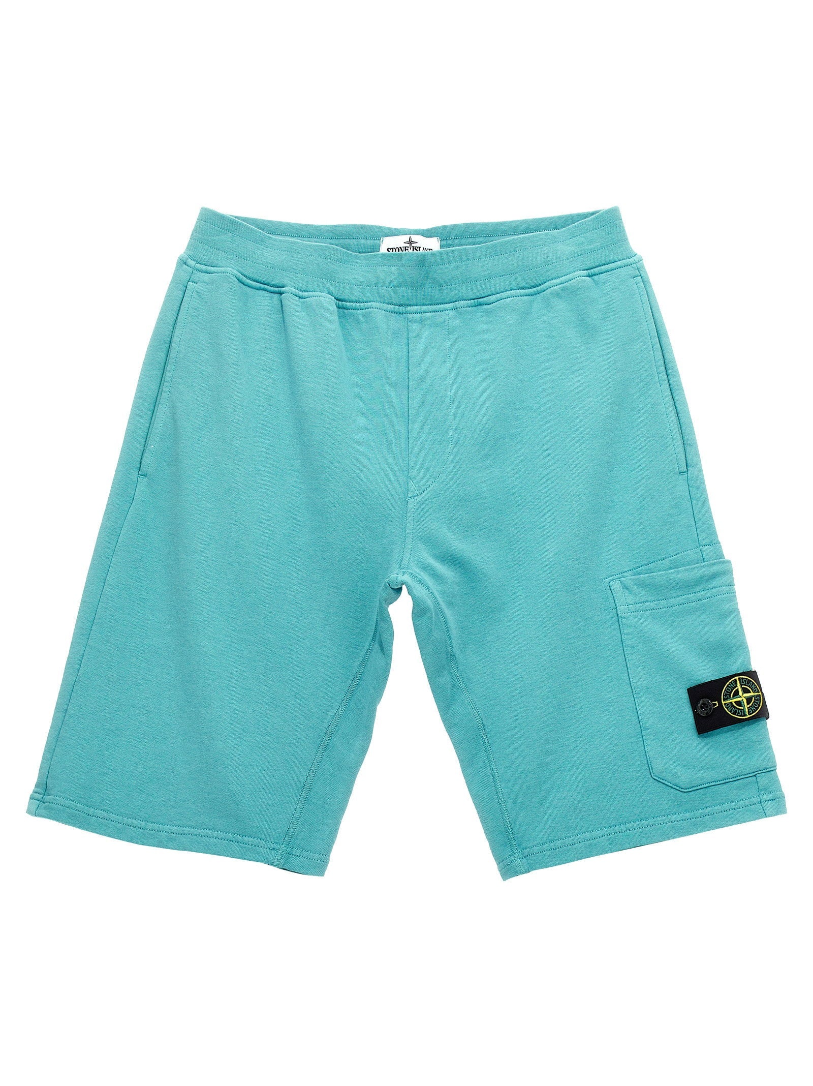 Stone Island Junior Organic Cotton Cargo Bermuda Shorts — Turquoise