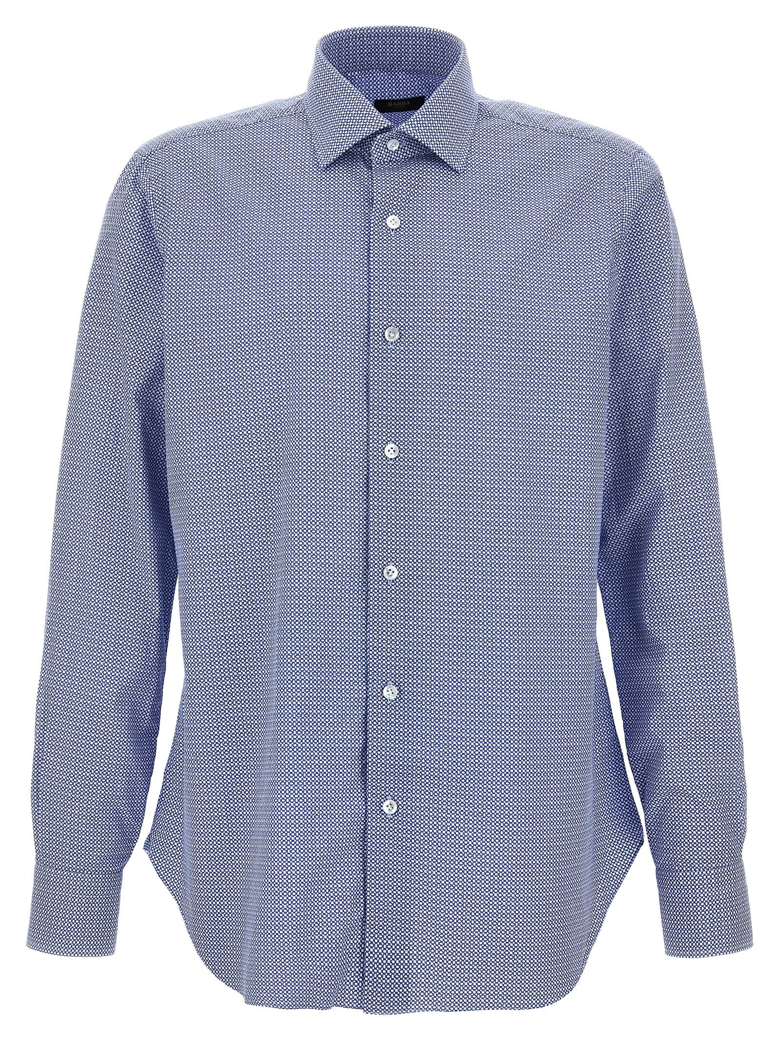 Barba Patterned Cotton Shirt — Blue