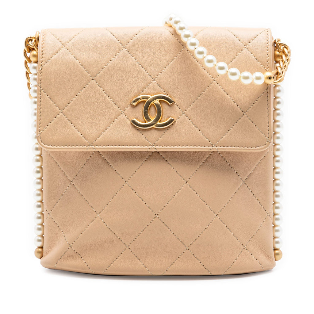 Small Quilted Calfskin About Pearls Hobo