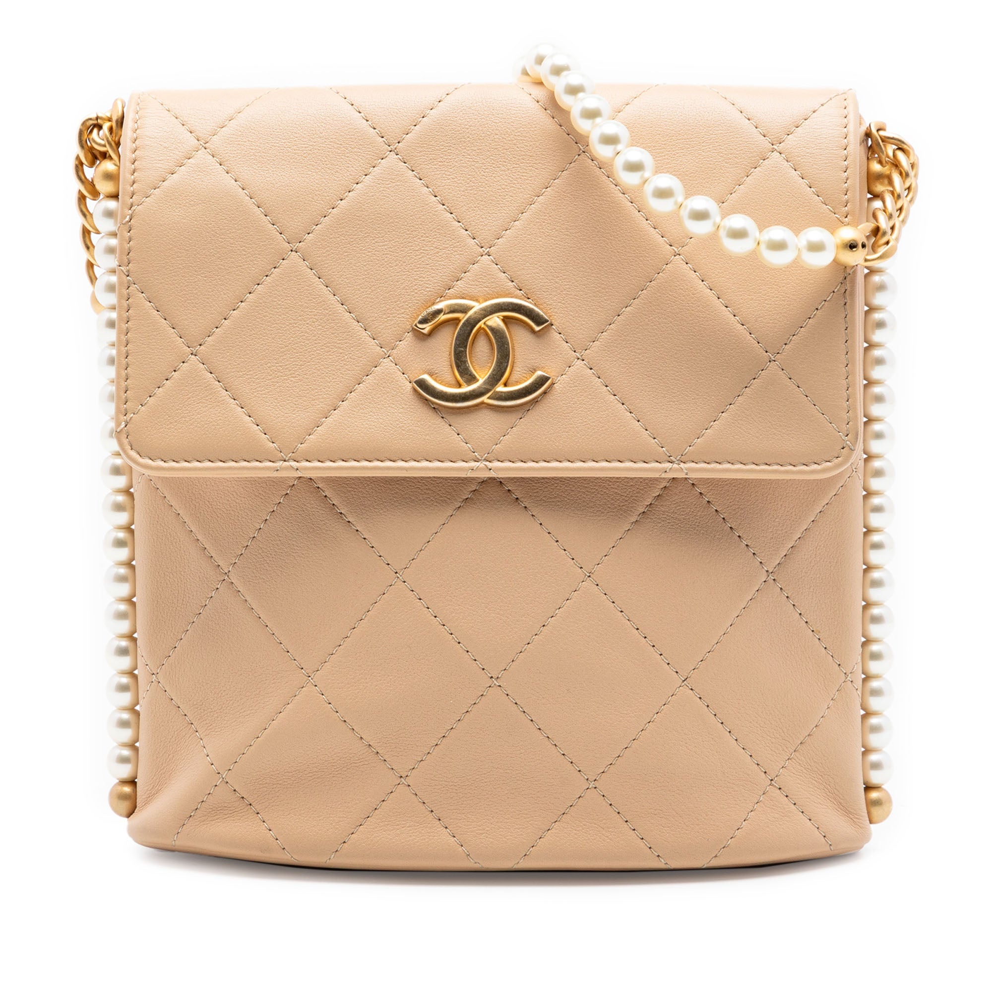 Small Quilted Calfskin About Pearls Hobo