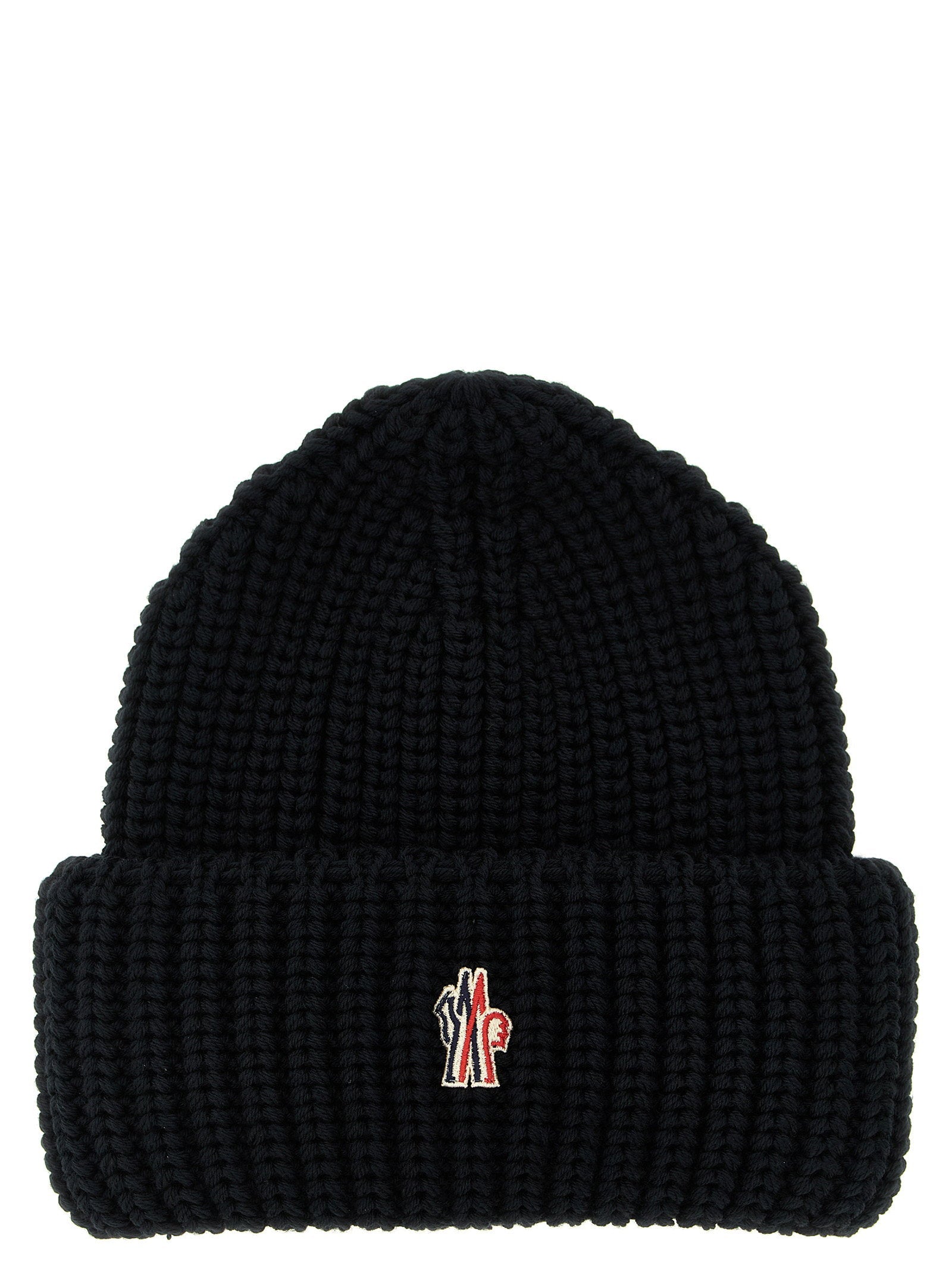 Moncler Grenoble Logo-Patch Ribbed Wool Beanie — Black