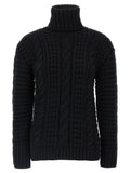 Moncler Genius Cable-Knit Virgin Wool Sweater — Black