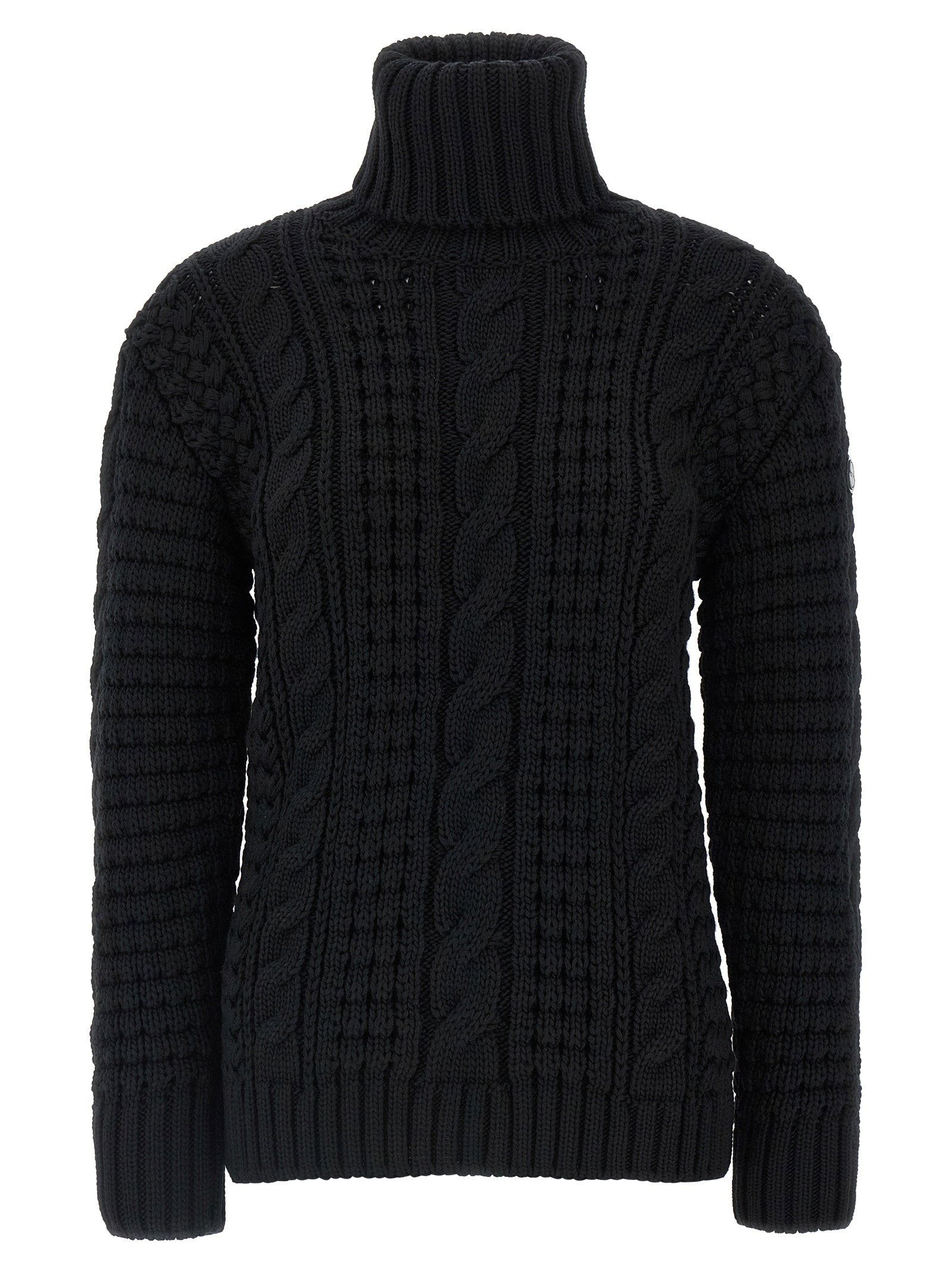 Moncler Genius Cable-Knit Virgin Wool Sweater — Black
