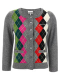 Ganni Argyle-Patterned Cardigan — Grey