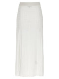 Ganni Shiny Pointelle Knit Skirt — White