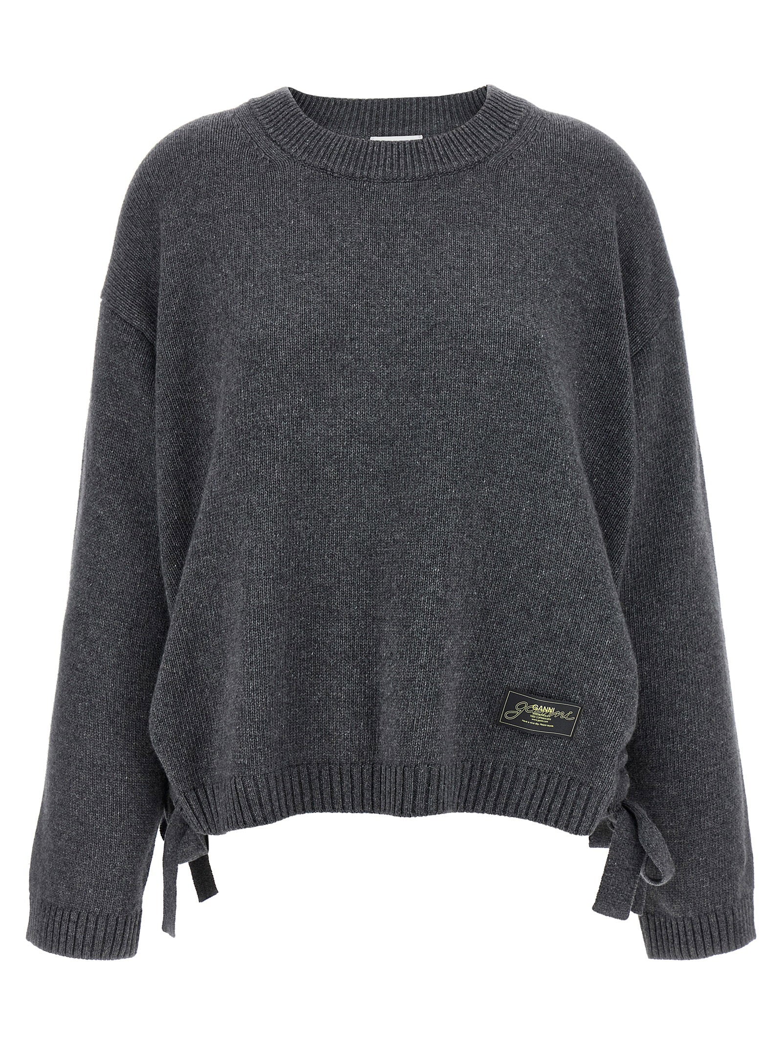 Ganni Side Laces Sweater — Charcoal