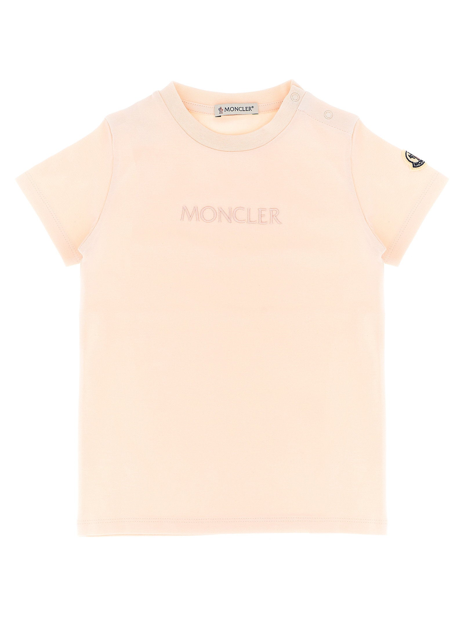 Moncler Enfant Logo-Embroidered T-shirt — Peach