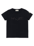 Moncler Enfant Sequin-Logo Cotton T-Shirt — Black