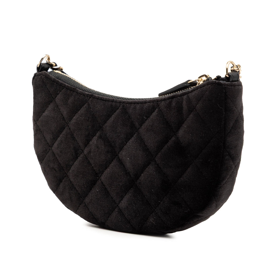 CC Quilted Velour Half Moon Chain Crossbody
