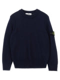 Stone Island Junior Logo-Badge Wool Blend Sweater — Navy
