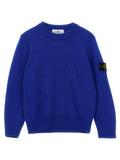 Stone Island Junior Logo Badge Wool Blend Sweater — Blue