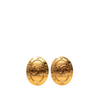 Gold Plated CC Oval Clip on Earrings