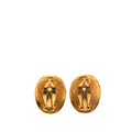 Gold Plated CC Oval Clip on Earrings