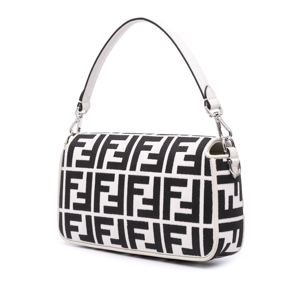 Zucca Embroidered Canvas Baguette Satchel