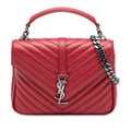 Medium Chevron Sheepskin Monogram College Satchel