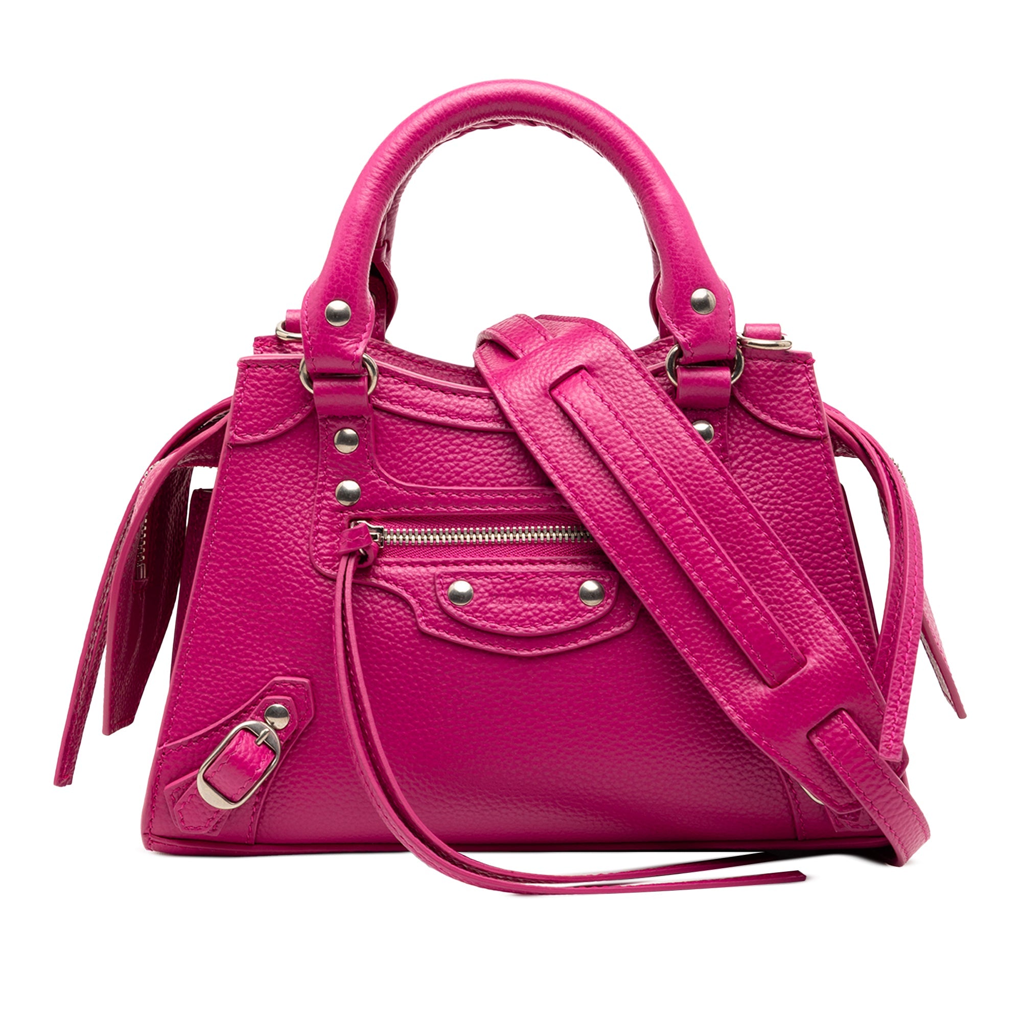 Mini Grained Calfskin Motocross Neo Classic City Satchel