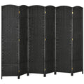 6 Panel 5.6' Tall Privacy Screen Freestanding Room Divider, Black