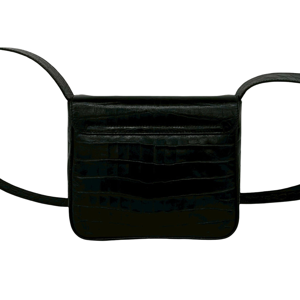 Croc Embossed Leather Gancini Crossbody