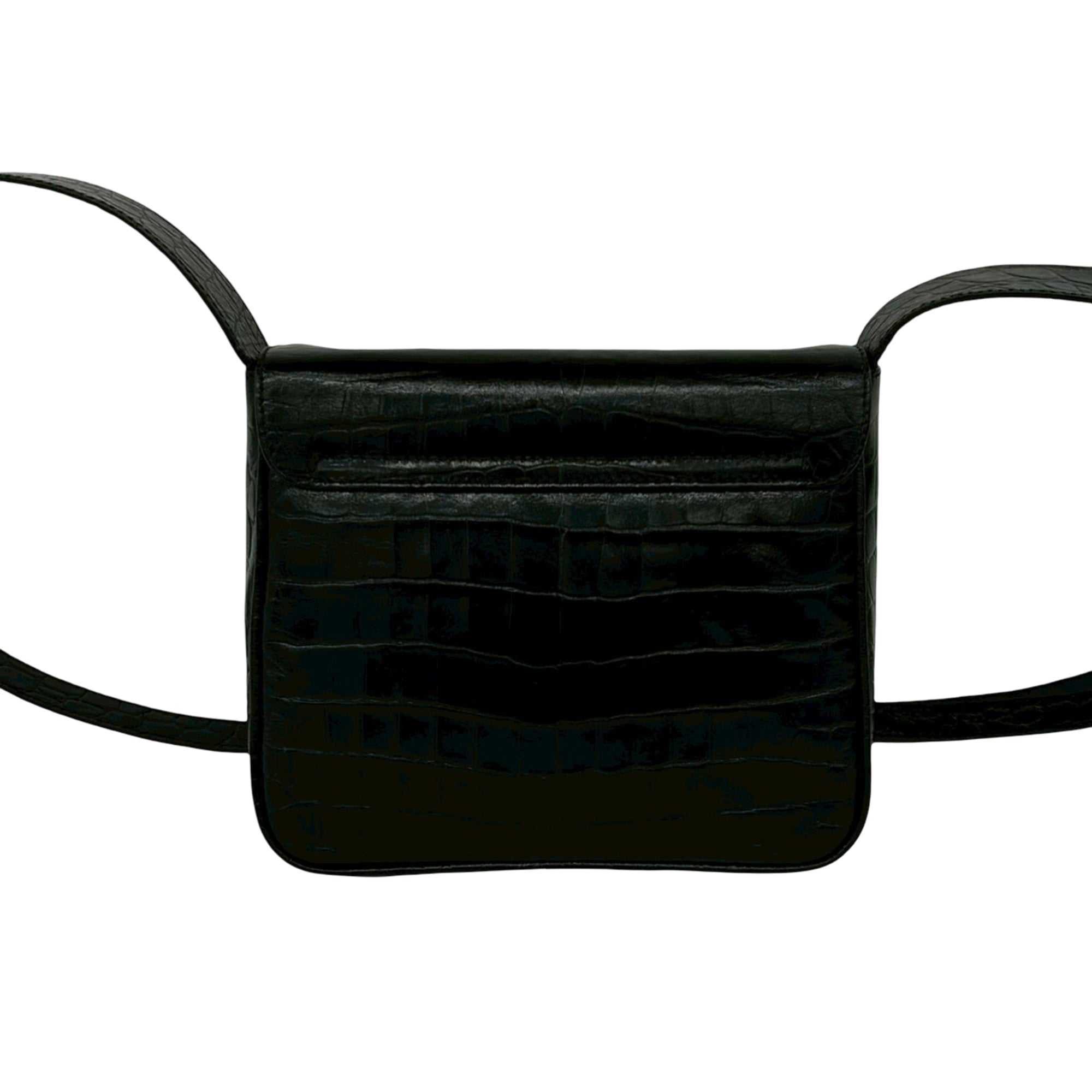 Croc Embossed Leather Gancini Crossbody