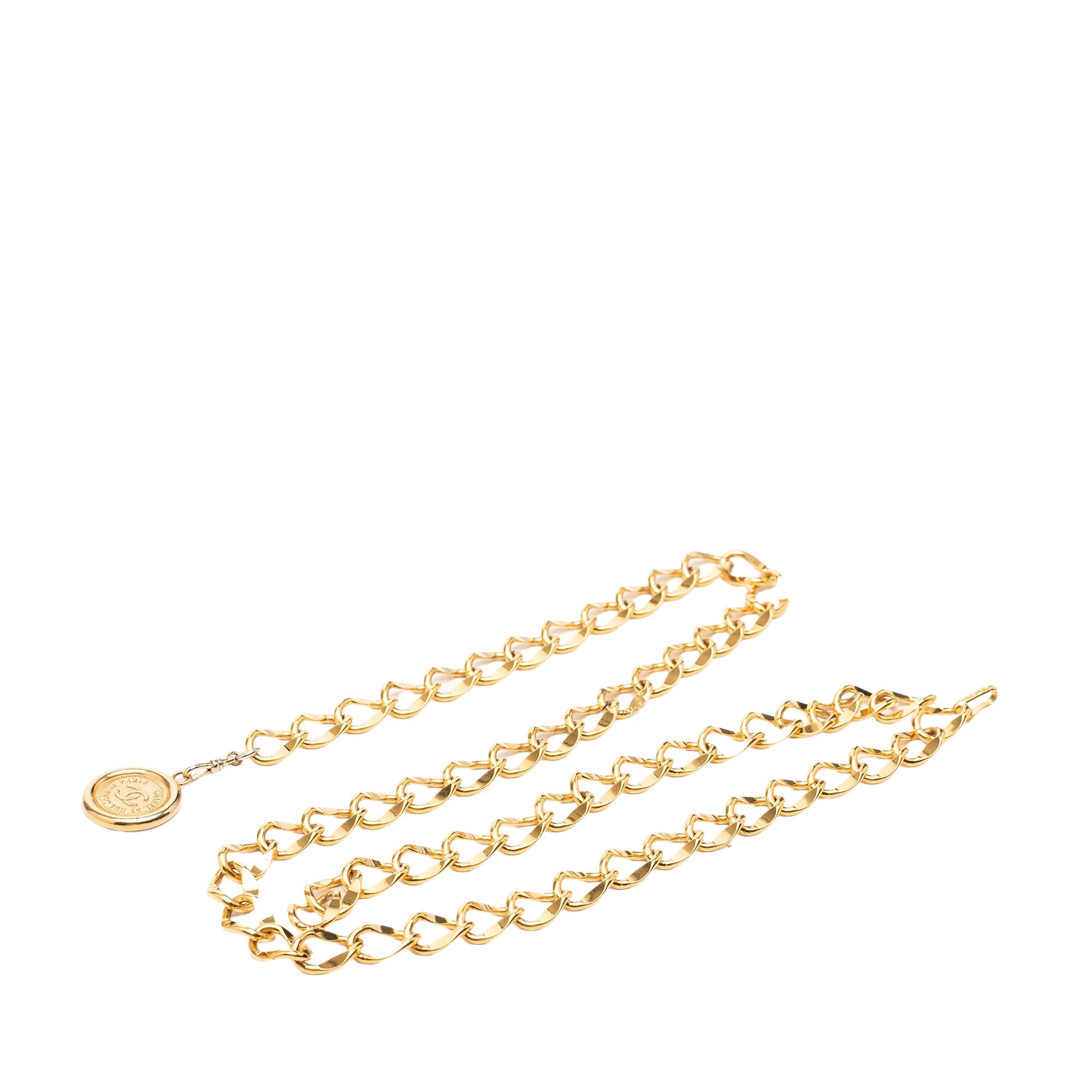 Gold Plated CC Medallion 31 Rue Cambon Paris Chain Link Belt